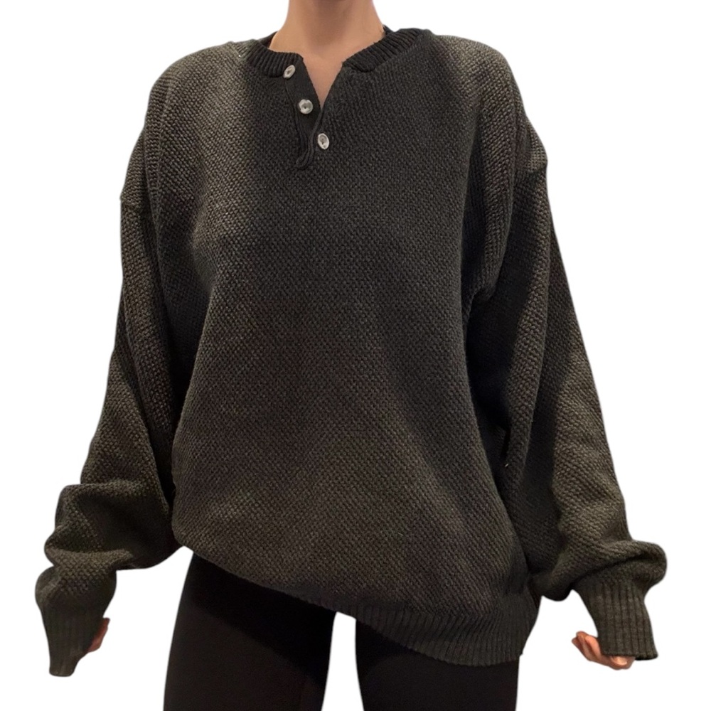 Vintage Harbor Bay Henley Knit Sweater